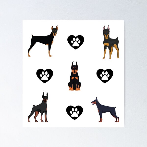 Item preview, Doberman Sticker Pack with Paw Prints - Doberman Lovers designed and sold by CaitU.