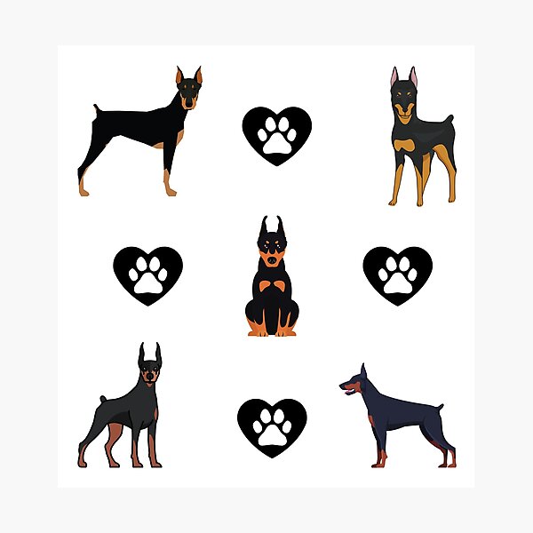 Item preview, Doberman Sticker Pack with Paw Prints - Doberman Lovers designed and sold by CaitU.