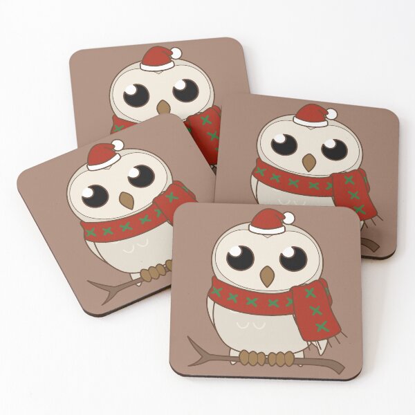 White winter owl Coasters (Set of 4)