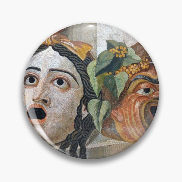 Item preview, Tragedy and Comedy Masks - Roman Mosaic designed and sold by epistemomania.