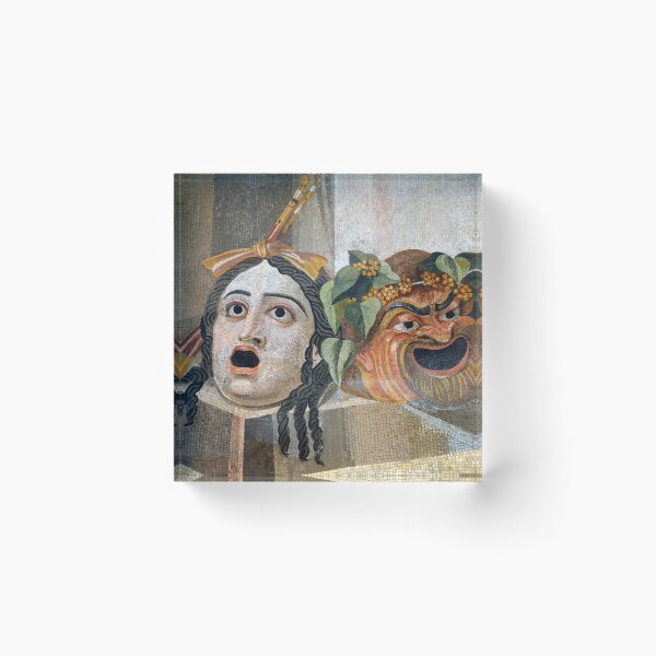 Item preview, Tragedy and Comedy Masks - Roman Mosaic designed and sold by epistemomania.