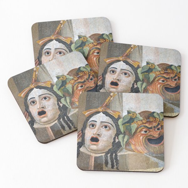 Item preview, Tragedy and Comedy Masks - Roman Mosaic designed and sold by epistemomania.
