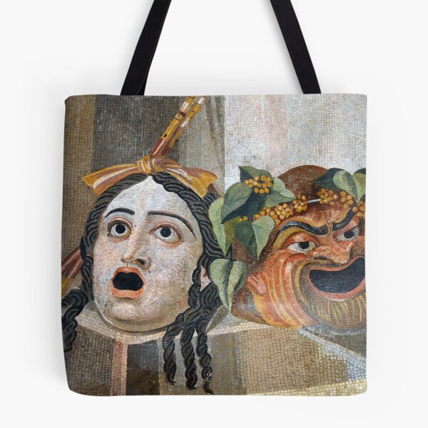 Item preview, Tragedy and Comedy Masks - Roman Mosaic designed and sold by epistemomania.