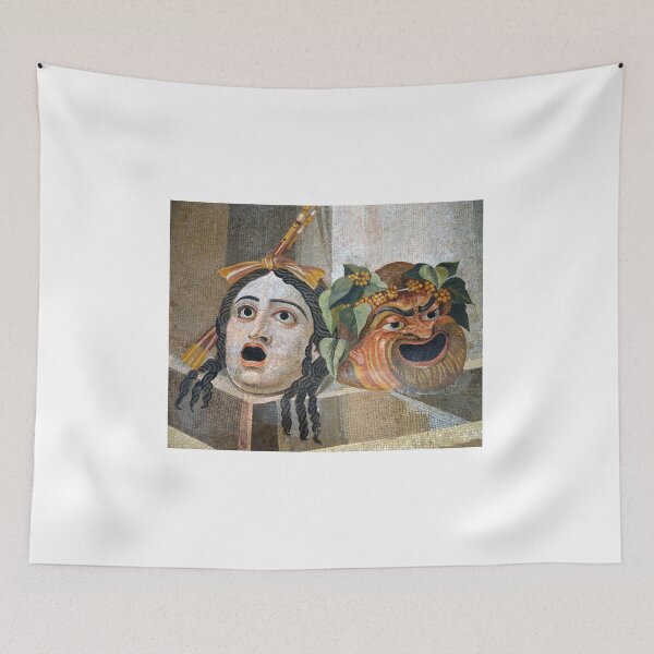 Item preview, Tragedy and Comedy Masks - Roman Mosaic designed and sold by epistemomania.