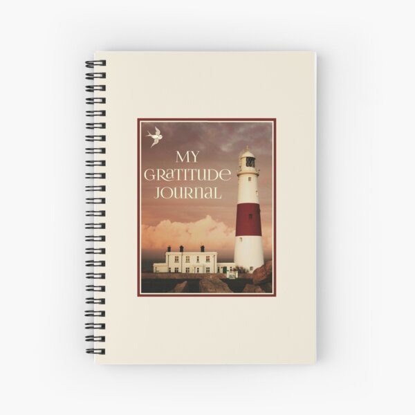 My Gratitude Journal : Lighthouse design on cover, & bonus eBook (link in design description) - Vicki Hadfield, The Happiness Ambassador Spiral Notebook