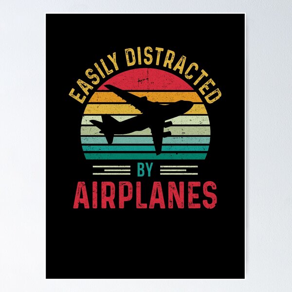 Item preview, Vintage Easily Distracted By Airplanes Funny Pilot Flying Youth designed and sold by KAYLAELSIE.