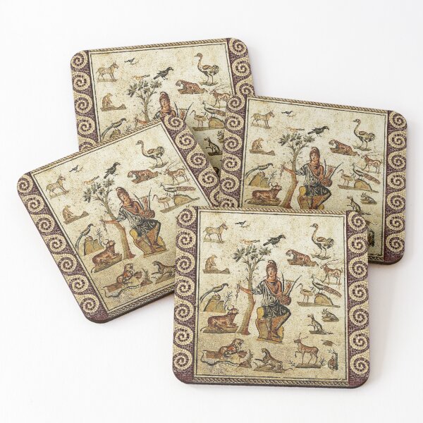 Item preview, ANTIQUE ROMAN MOSAICS ,ORPHEUS ENCHANTING ANIMALS WITH HIS MUSIC designed and sold by BulganLumini.