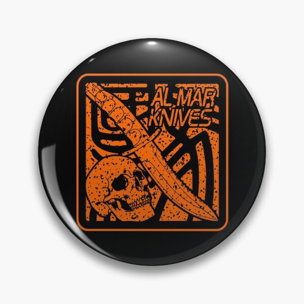 Item preview, 80’s AL Mar Warrior Knives Knife Samurai Kanji Square Stamp Retro Orange designed and sold by Warhawk Designs.