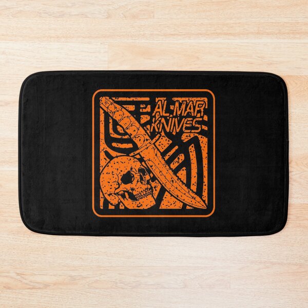 Item preview, 80’s AL Mar Warrior Knives Knife Samurai Kanji Square Stamp Retro Orange designed and sold by Warhawk Designs.