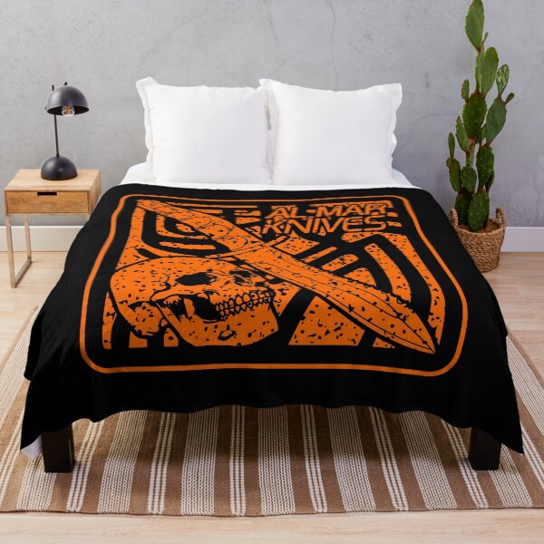 Item preview, 80’s AL Mar Warrior Knives Knife Samurai Kanji Square Stamp Retro Orange designed and sold by Warhawk Designs.