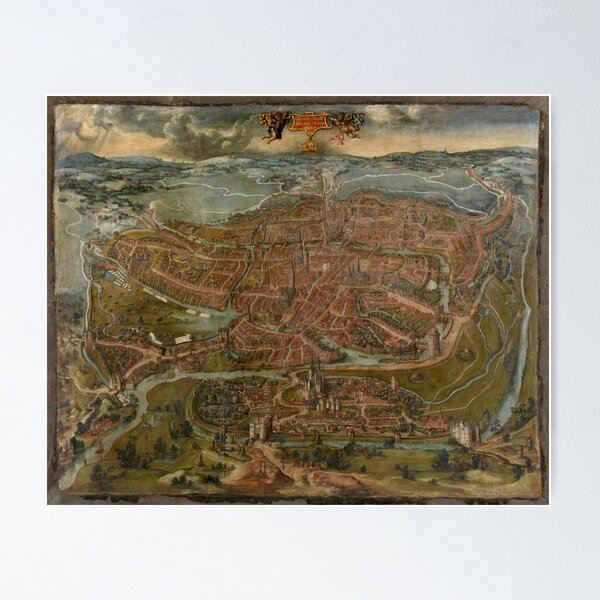 Item preview, Vintage Map of Ghent Belgium (1534) designed and sold by BravuraMedia.