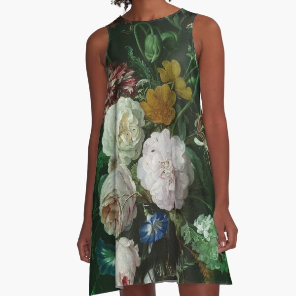 Still Life with Flowers in a Glass Vase A-Line Dress