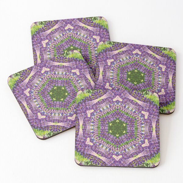 Item preview, Mandala de caleidoscopio de flor de lupino abstracto en morado, rosa y verde designed and sold by BoundedChaos.
