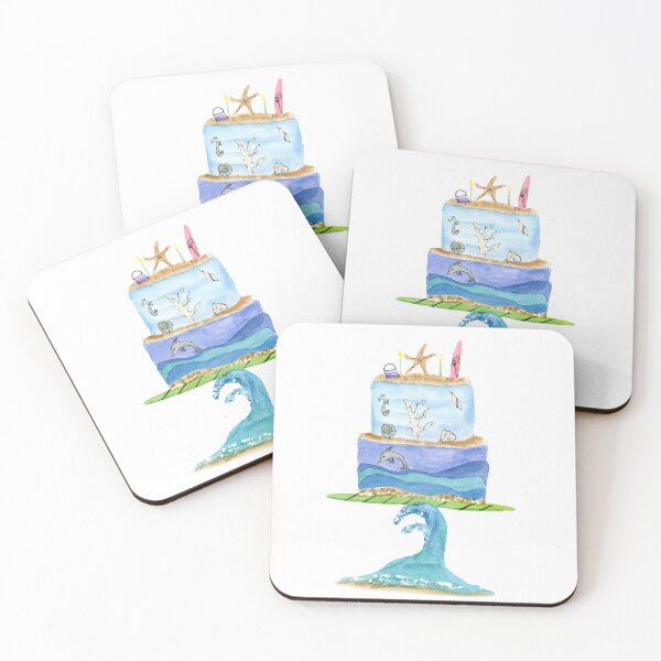 Item preview, Watercolor Beach Birthday Cake designed and sold by daphsam.
