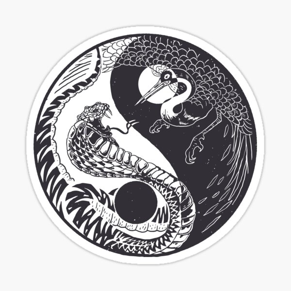 Yin Yang Animal Art Snake vs Bird