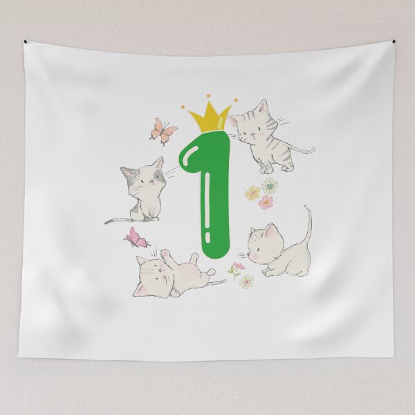 Item preview, Birthday 1 year Cats designed and sold by catsandmore.