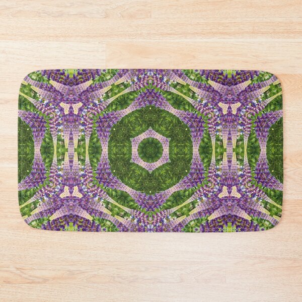 Item preview, Lupin Flower and Leaf Kaleidoscope Mandala Abstract in Purples, Pink, and Green designed and sold by BoundedChaos.