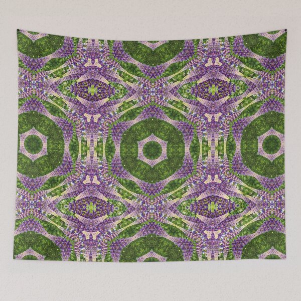 Item preview, Lupin Flower and Leaf Kaleidoscope Mandala Abstract in Purples, Pink, and Green designed and sold by BoundedChaos.