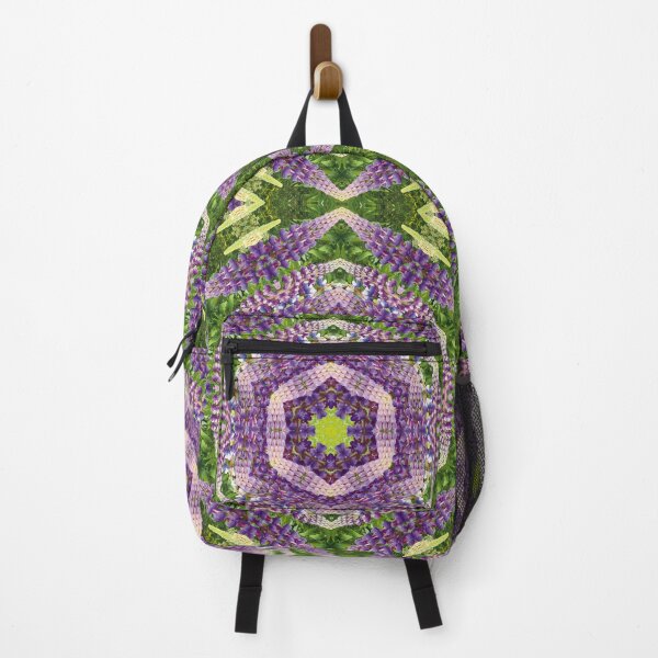 Item preview, Lupin Flower and Leaf Kaleidoscope Mandala in Purples, Pink, and Green designed and sold by BoundedChaos.