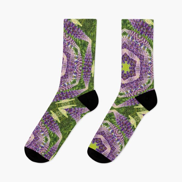 Item preview, Lupin Flower and Leaf Kaleidoscope Mandala in Purples, Pink, and Green designed and sold by BoundedChaos.