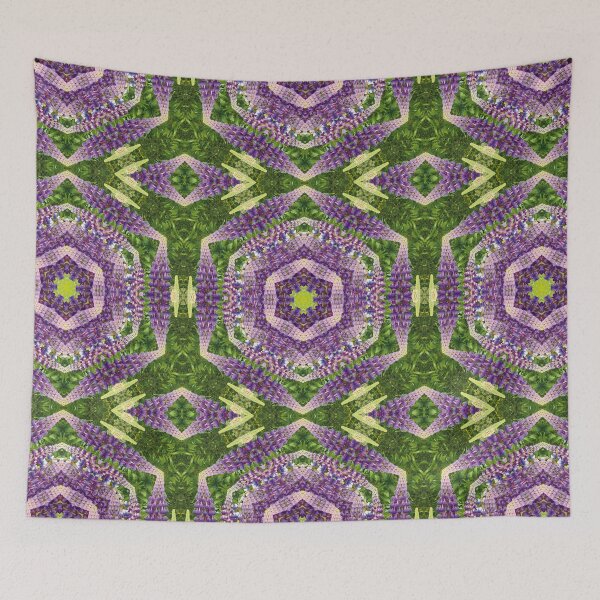 Item preview, Lupin Flower and Leaf Kaleidoscope Mandala in Purples, Pink, and Green designed and sold by BoundedChaos.