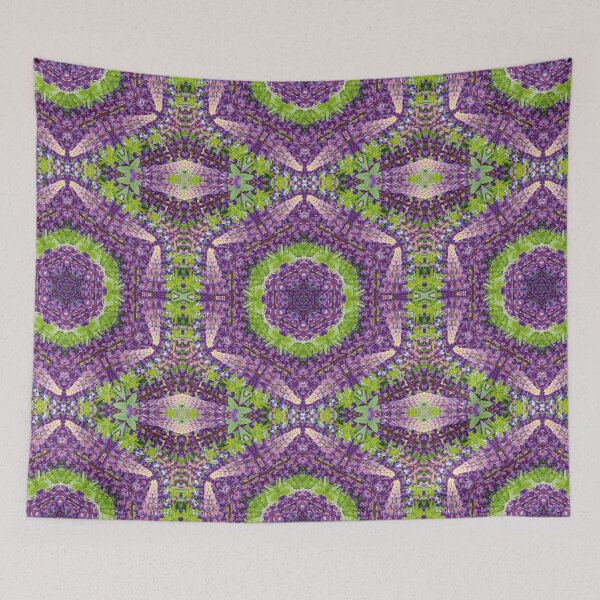 Item preview, Lupin Flower Kaleidoscope Starburst Mandala in Purples, Pink and Green designed and sold by BoundedChaos.