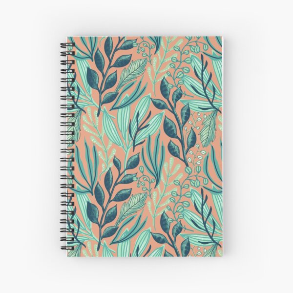 Item preview, Aquatic-colored Leaves Pattern with Peach Background designed and sold by Dream Big! by E. H..