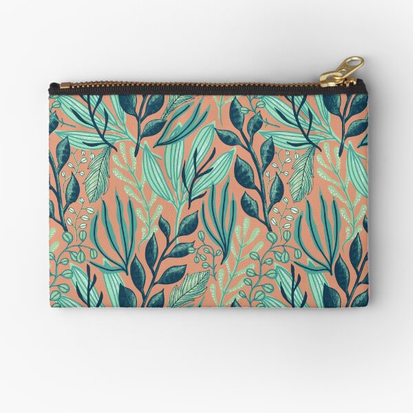 Item preview, Aquatic-colored Leaves Pattern with Peach Background designed and sold by Dream Big! by E. H..
