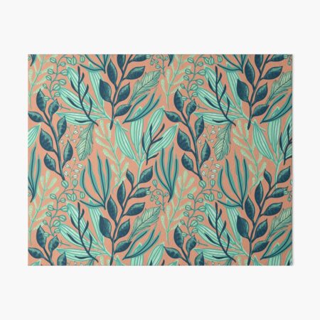 Item preview, Aquatic-colored Leaves Pattern with Peach Background designed and sold by Dream Big! by E. H..