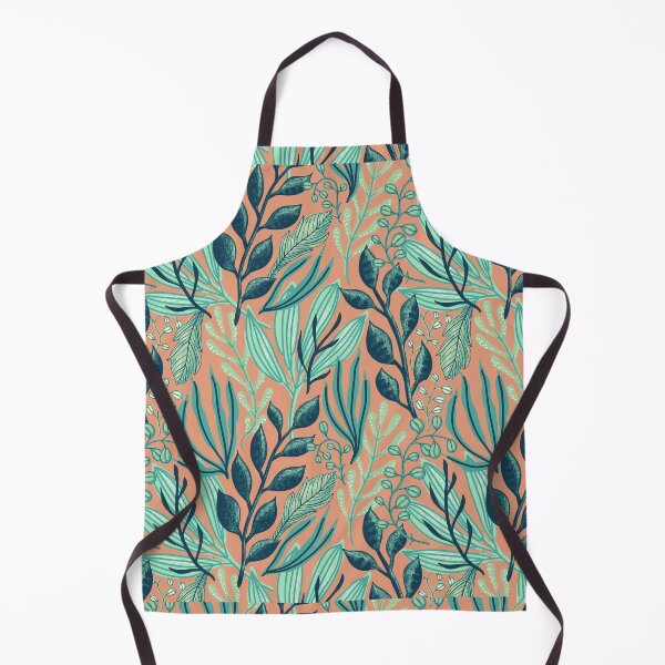 Item preview, Aquatic-colored Leaves Pattern with Peach Background designed and sold by Dream Big! by E. H..
