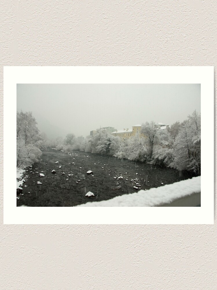 Alternate view of Snow storm on the Talvera River, Bolzano/Bozen, Italy Art Print