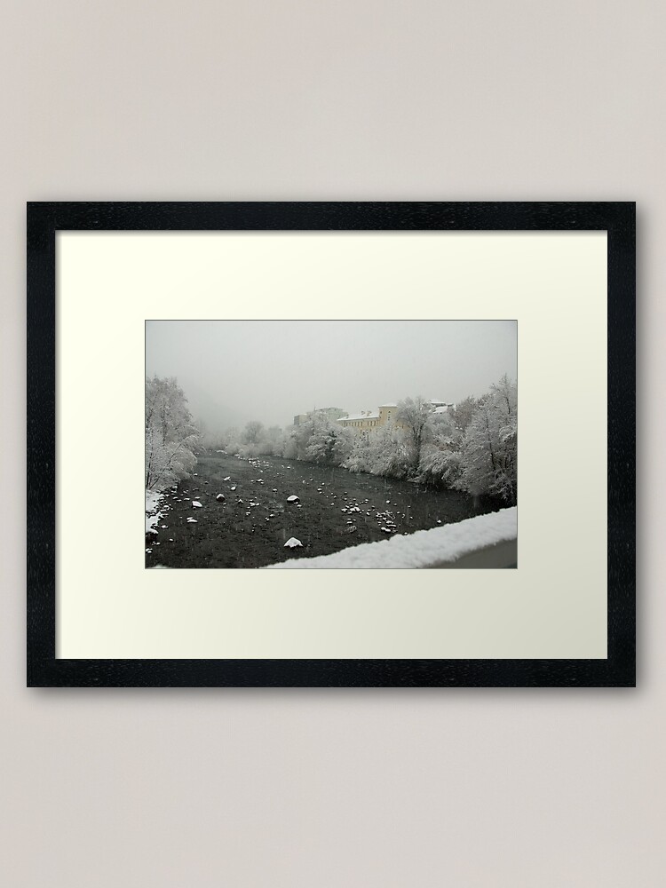 Alternate view of Snow storm on the Talvera River, Bolzano/Bozen, Italy Framed Art Print