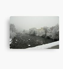 Snow storm on the Talvera River, Bolzano/Bozen, Italy Canvas Print