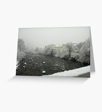 Snow storm on the Talvera River, Bolzano/Bozen, Italy Greeting Card