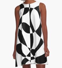 1960's Black and White Abstract A-Line Dress