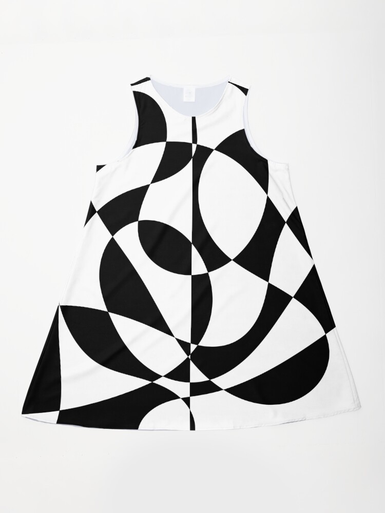 1960's Black And White Abstract 1960 A-Line Dress