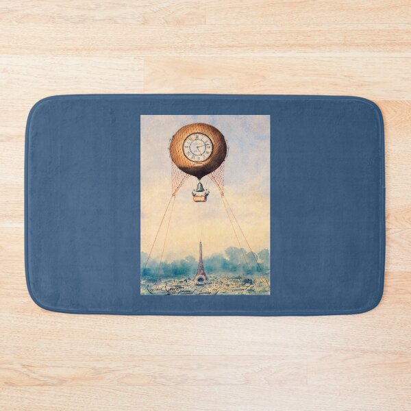 Item preview, Hot air balloon with clock and bell over Eiffel Tower vintage designed and sold by SolidEarthArt.