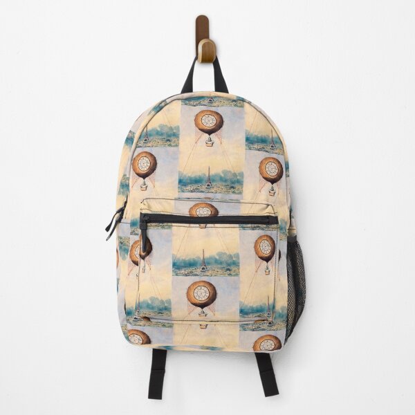 Item preview, Hot air balloon with clock and bell over Eiffel Tower vintage designed and sold by SolidEarthArt.