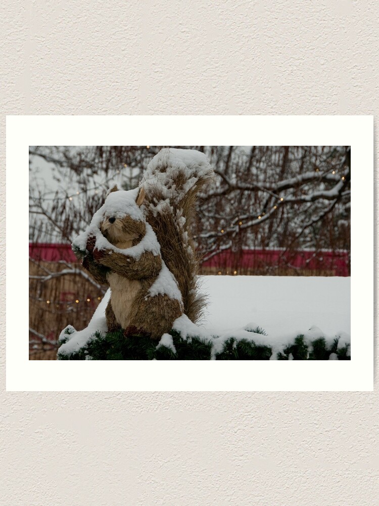 Alternate view of Snow covered animal figure, Christmas Market, Bolzano/Bozen, Italy Art Print