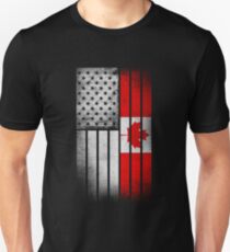 Canadian American Flag - Half Canadian Half American Unisex T-Shirt