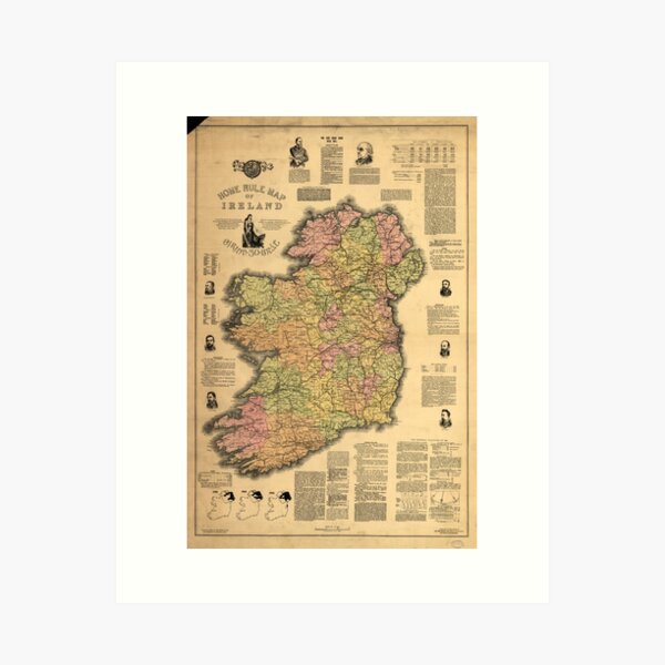 Item preview, Vintage Map of Ireland (1893) designed and sold by BravuraMedia.