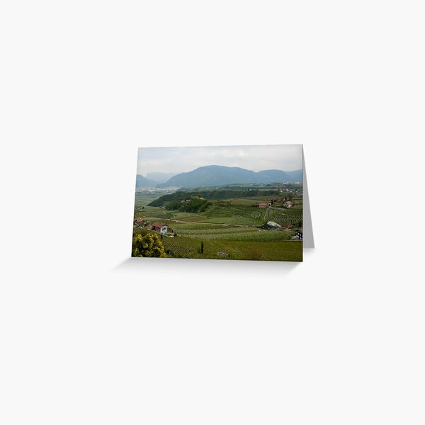 Valley with vineyards and apple orchards near Bolzano/Bozen, Italy Greeting Card