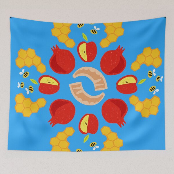Item preview, Rosh Hashanah Roundel in Mid Blue designed and sold by TillaCrowne.