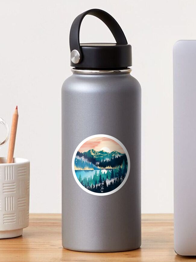 Thumbnail 1 of 3, Sticker, Lake Mist designed and sold by spacefrogdesign.