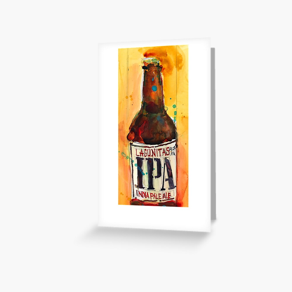 "IPA Lagunitas Beer Art Print from Original Watercolor" Greeting Card