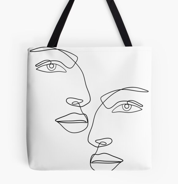 4 Pack Canvas Tote Bag Aesthetic Line Art Canvas Bag Abstract