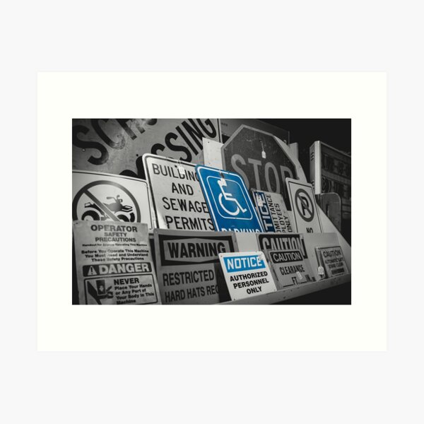 Selective Color Vintage Signs Blue Art Print