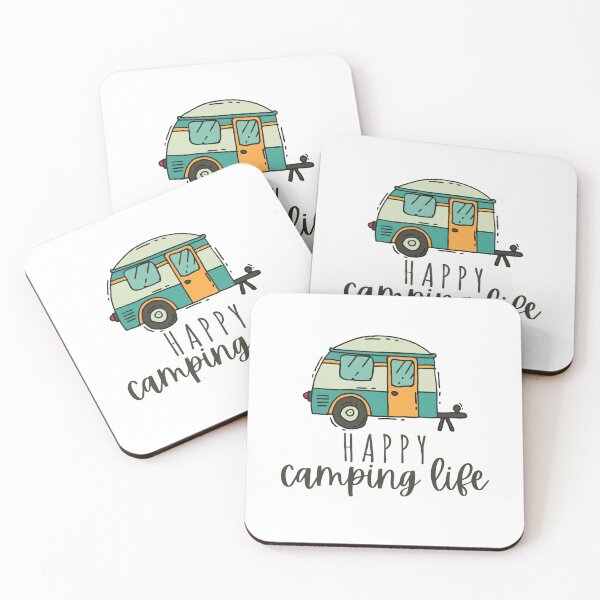 Artikelvorschau, Happy Camping Life Minimalistisches Design entworfen und verkauft von InkItStudio.