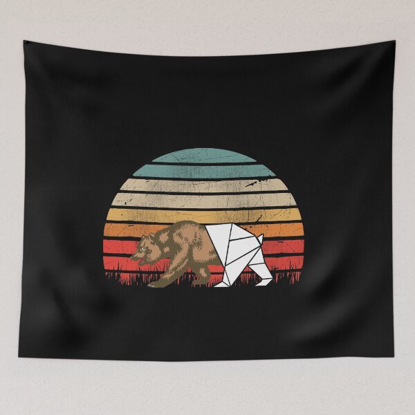 Item preview, Retro Sunset Half Origami California Bear designed and sold by TheTeeSupplyCo.