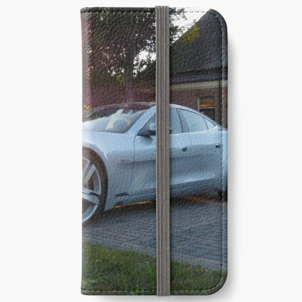 2012 Fisker Karma electric supercar against a sunset iPhone Wallet